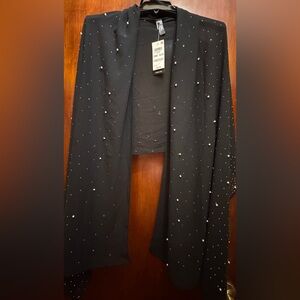 INC International Concepts Black Shawl with Pearl Details